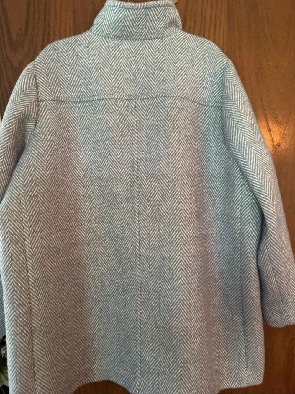 J. Crew Light Blue Herringbone Pea Coat with Funnel Collar - Picture 2 of 3